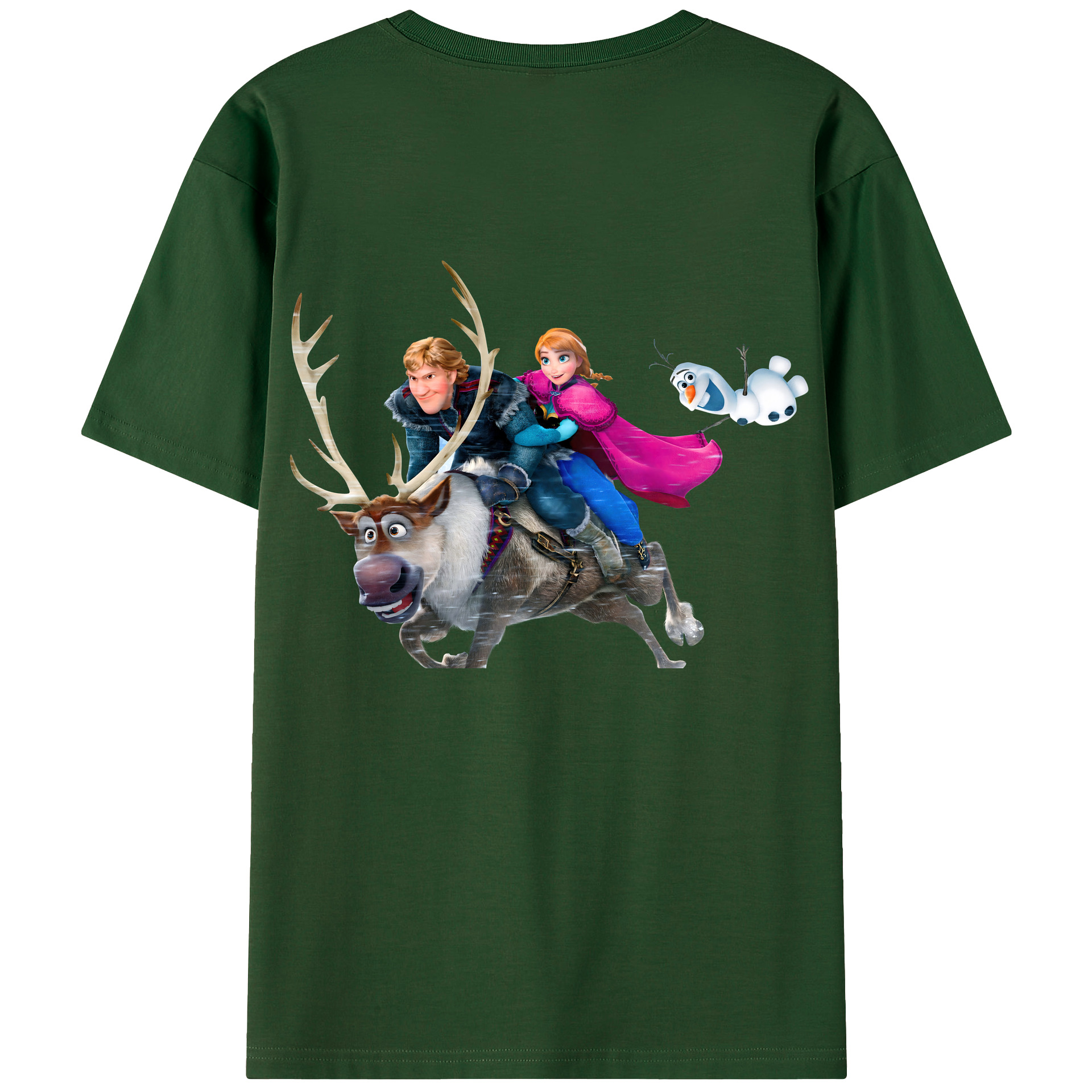 （画像用） アナと雪の女王 アンナ エルサ Frozen Anna Elsa 綿100％半袖Tシャツ（背面プリント）